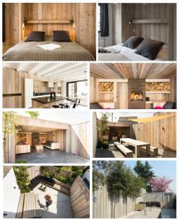 Wand aus Brettern Bauholz Terrasse aus Bauholz